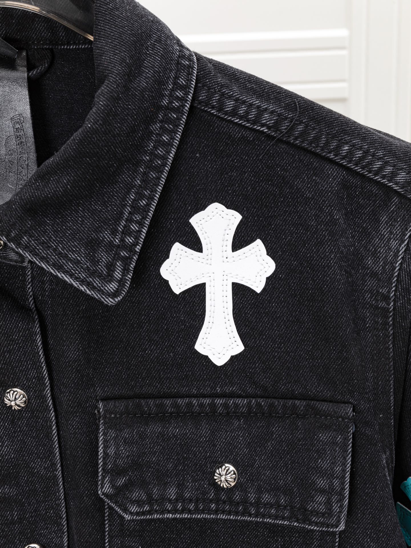 Multi Color Crosses Black Denim Jacket™