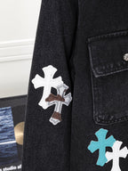 Multi Color Crosses Black Denim Jacket™