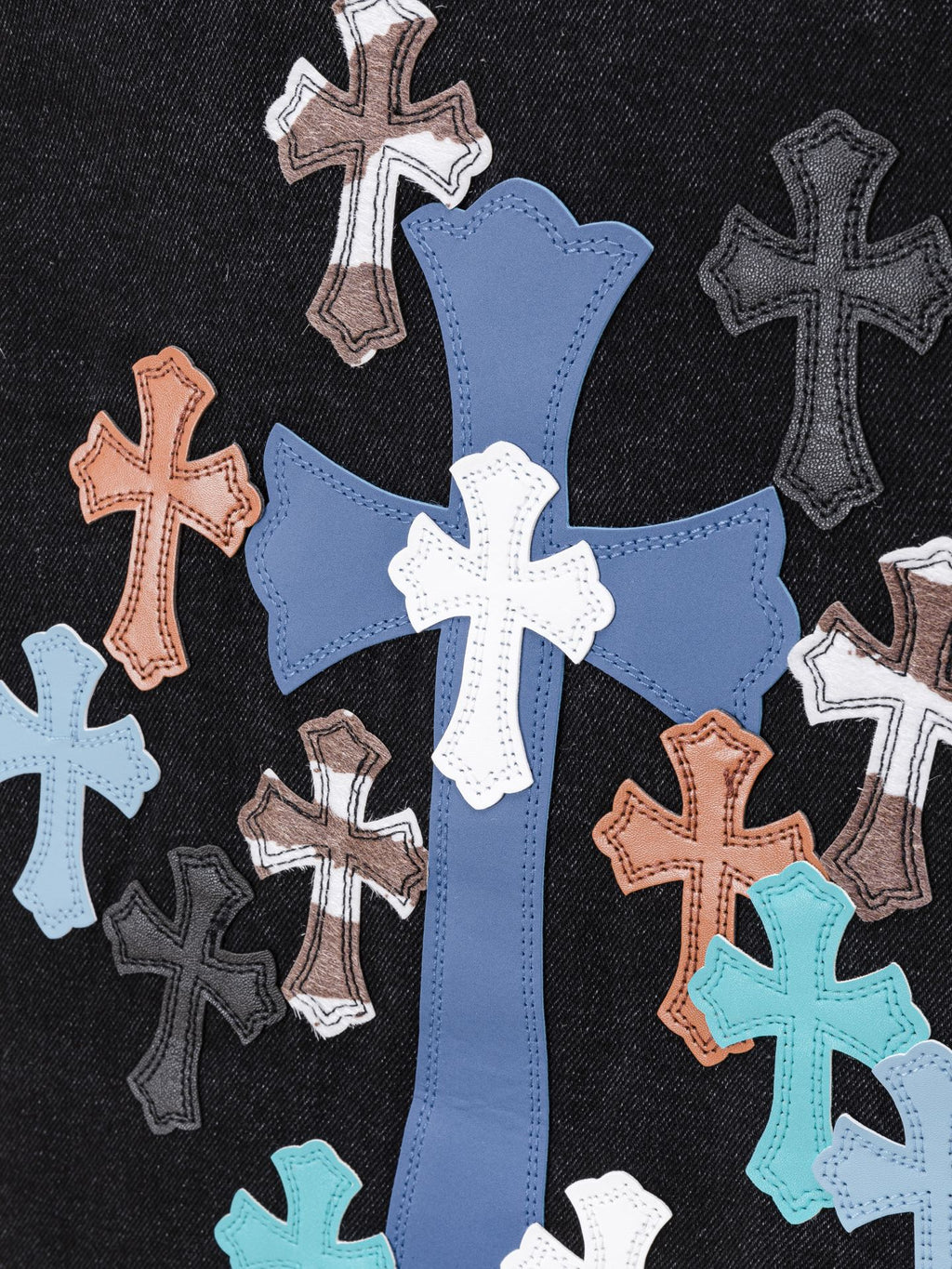 Multi Color Crosses Black Denim Jacket™