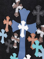 Multi Color Crosses Black Denim Jacket™