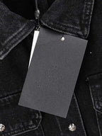 Leopard Cross Patch Black Denim Jacket™