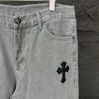 Black Cross Patch Light Grey Denim Jeans™