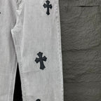 Black Cross Patch Light Grey Denim Jeans™