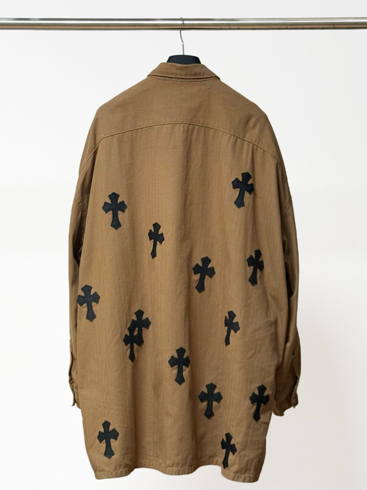 Black Cross Khaki Brown Button-Up Shirt™