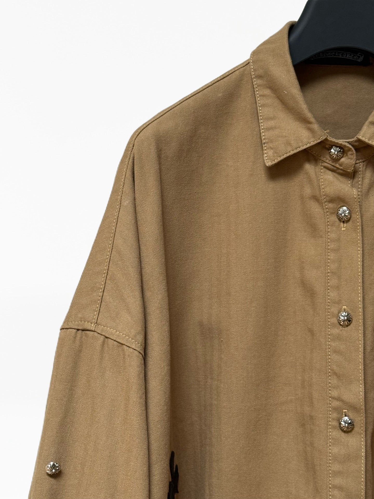 Black Cross Khaki Brown Button-Up Shirt™