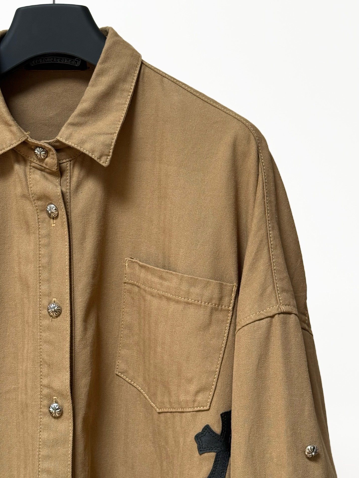 Black Cross Khaki Brown Button-Up Shirt™