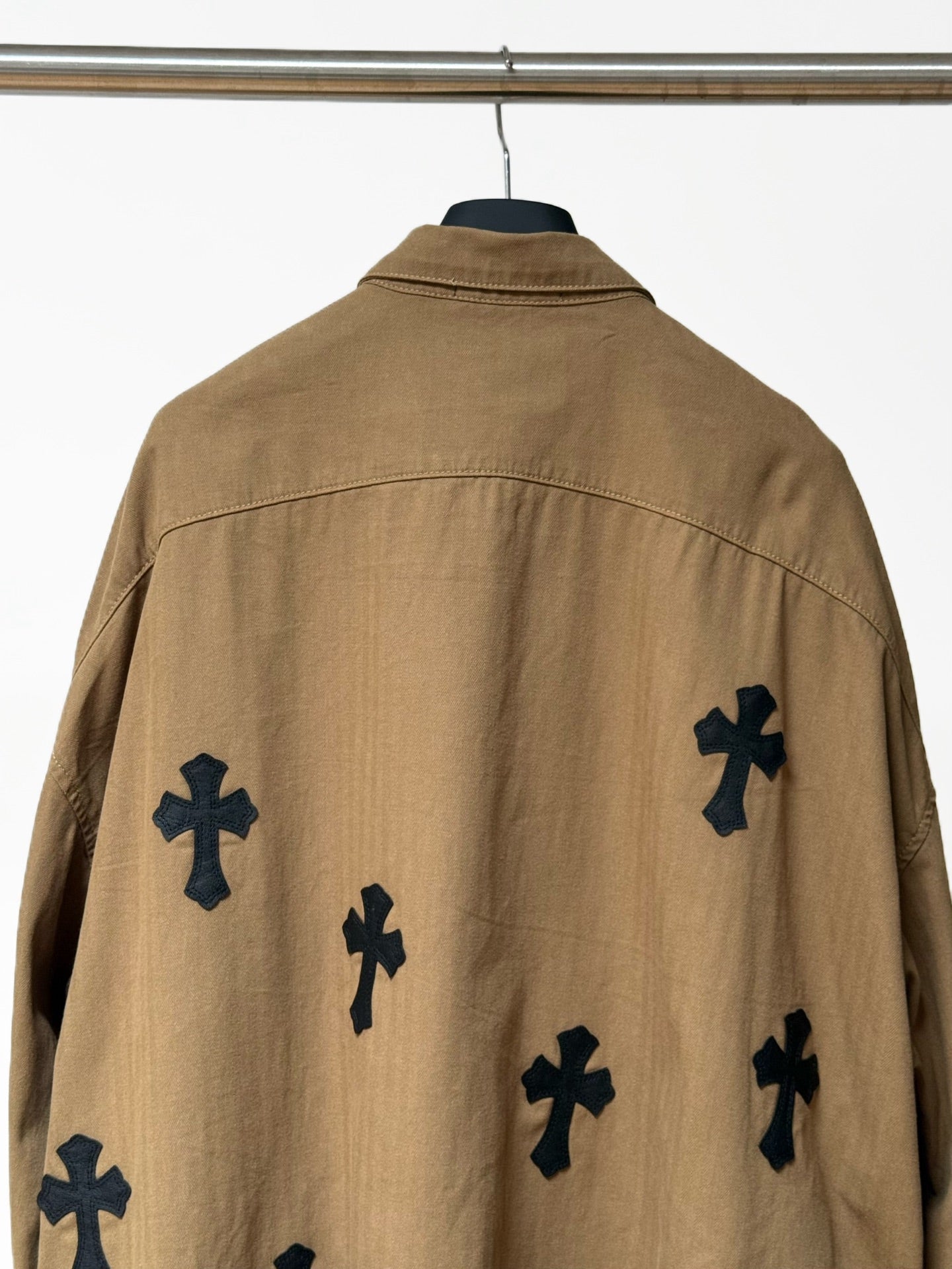 Black Cross Khaki Brown Button-Up Shirt™