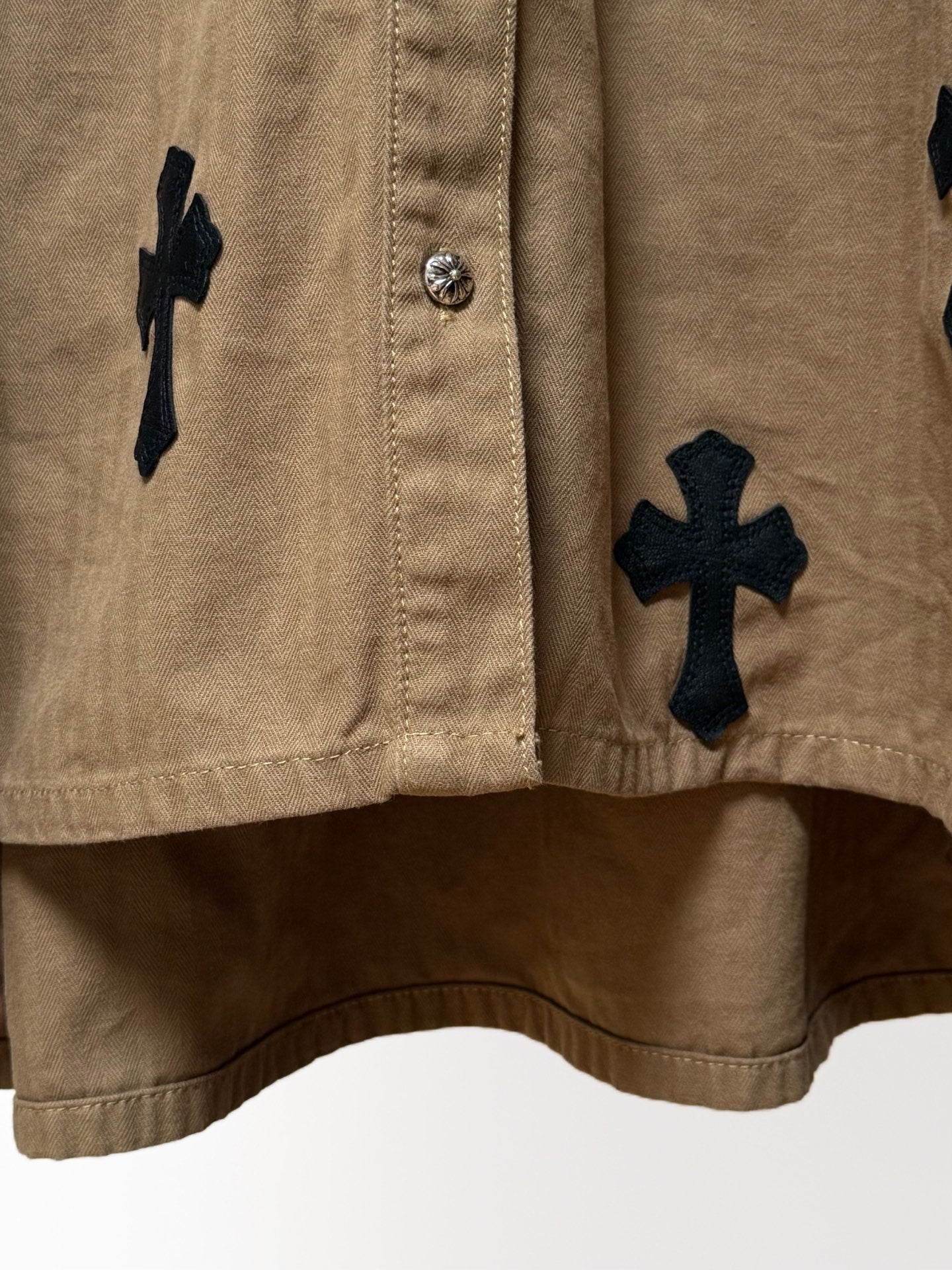 Black Cross Khaki Brown Button-Up Shirt™