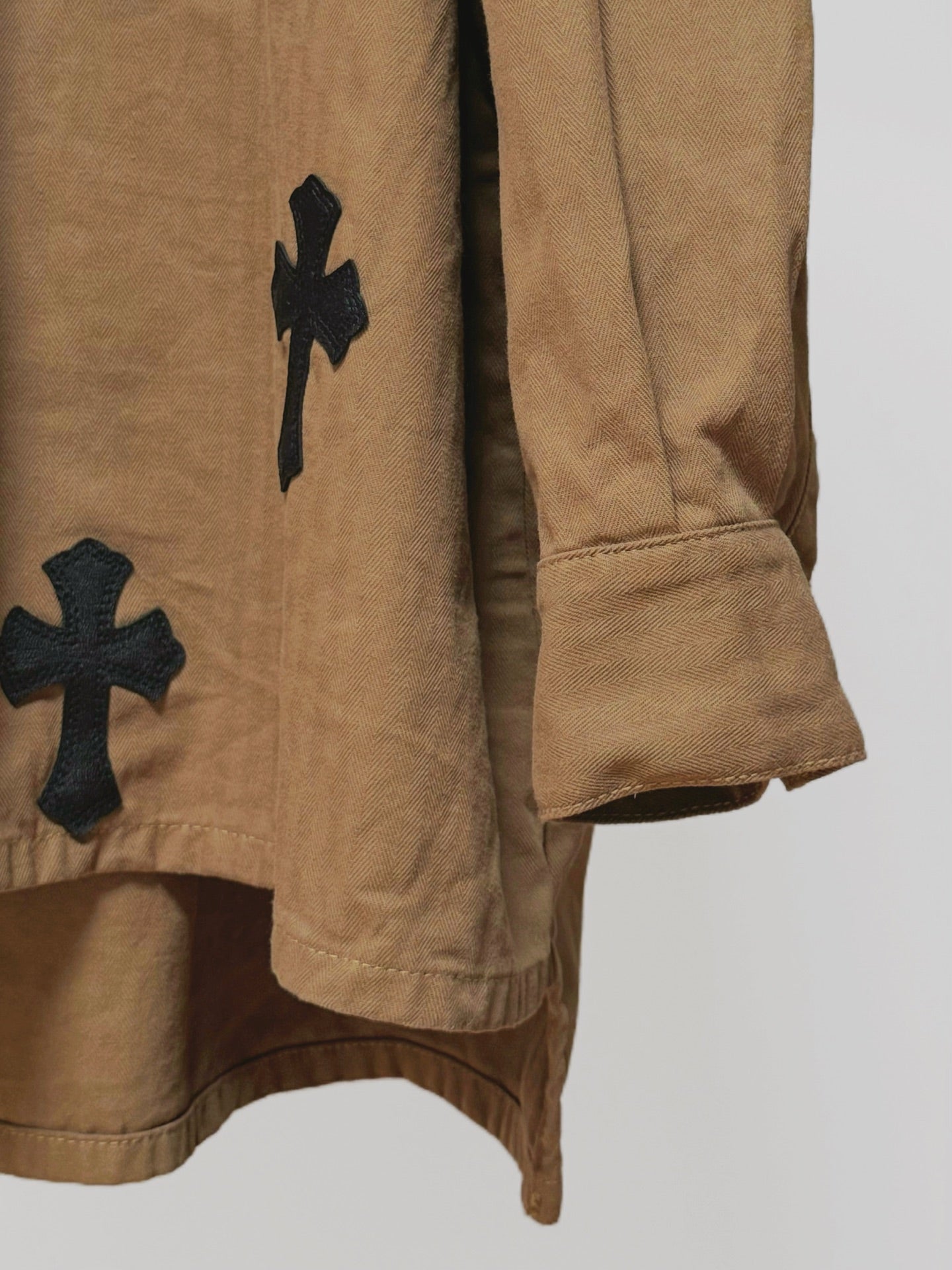 Black Cross Khaki Brown Button-Up Shirt™