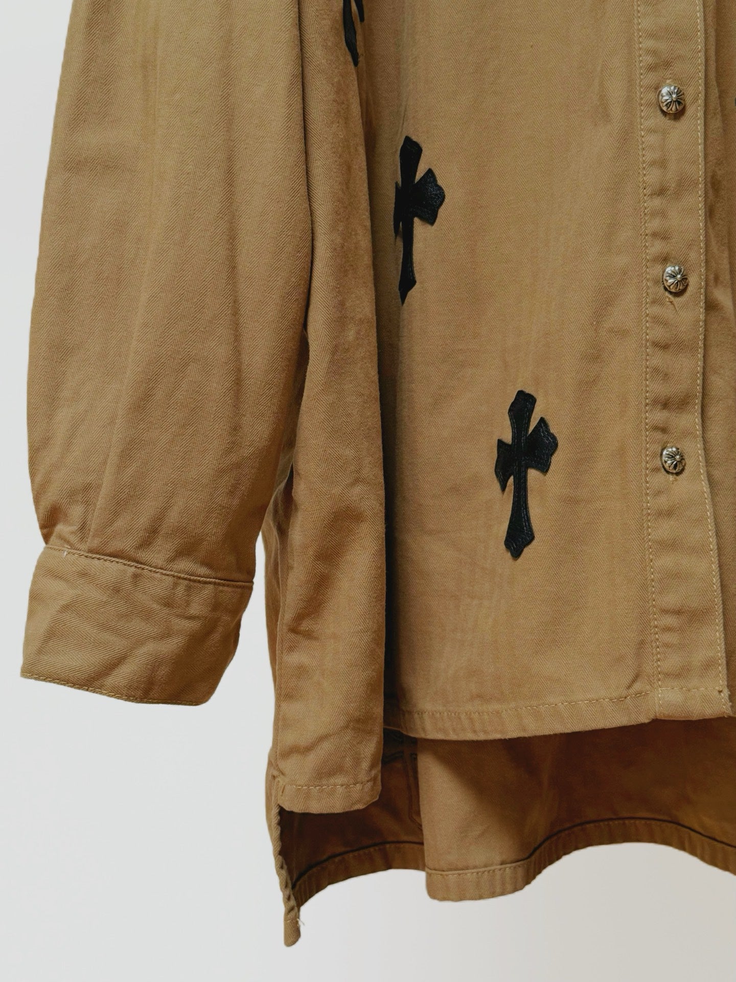 Black Cross Khaki Brown Button-Up Shirt™