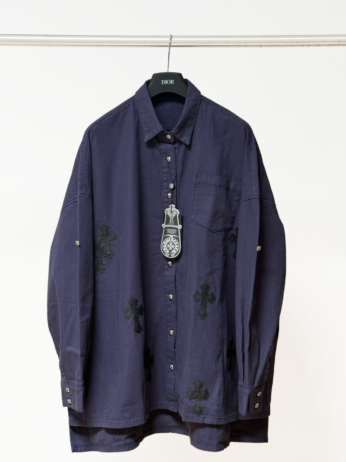 Black Cross Navy Button-Up Shirt™