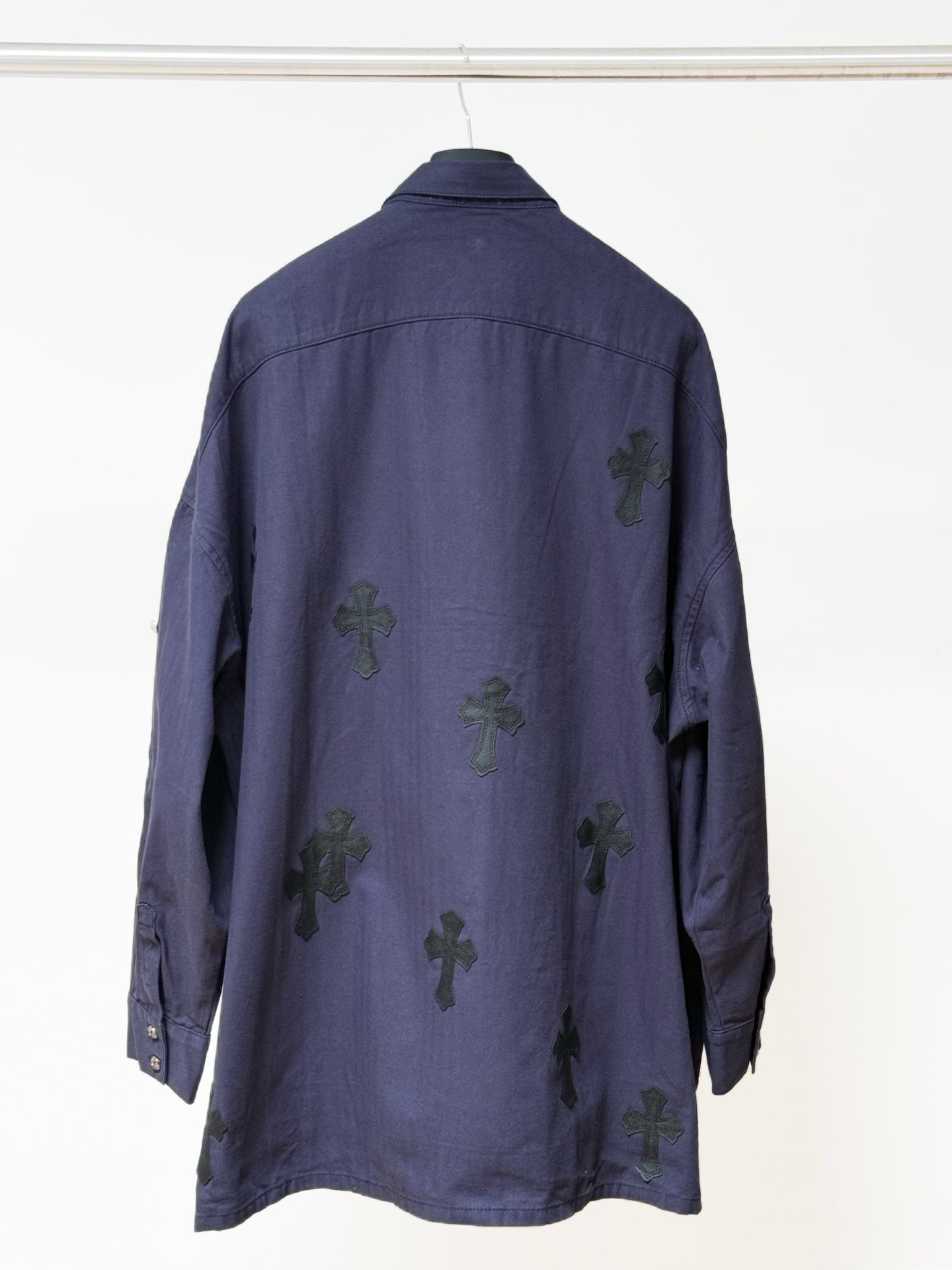 Black Cross Navy Button-Up Shirt™