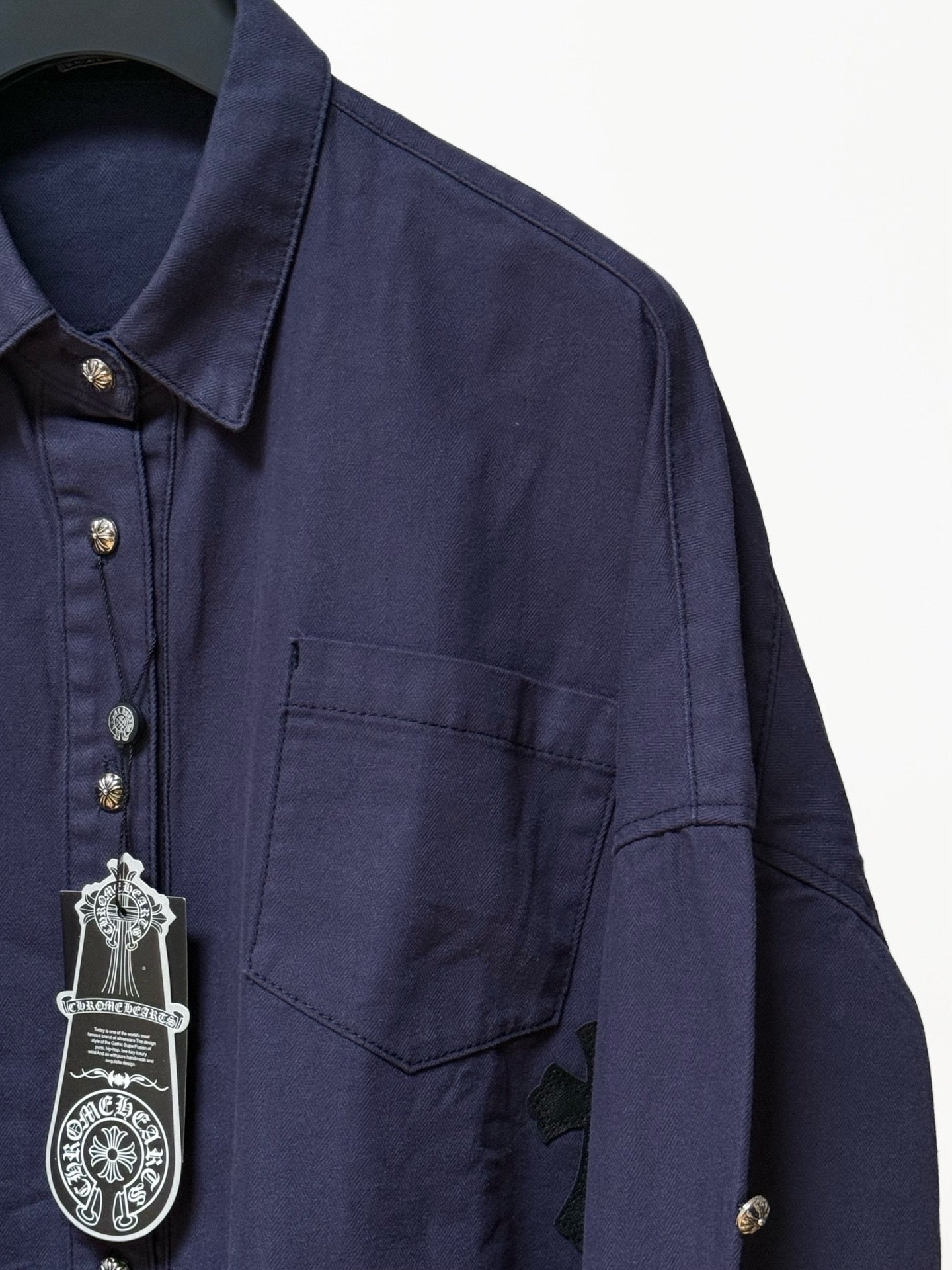 Black Cross Navy Button-Up Shirt™