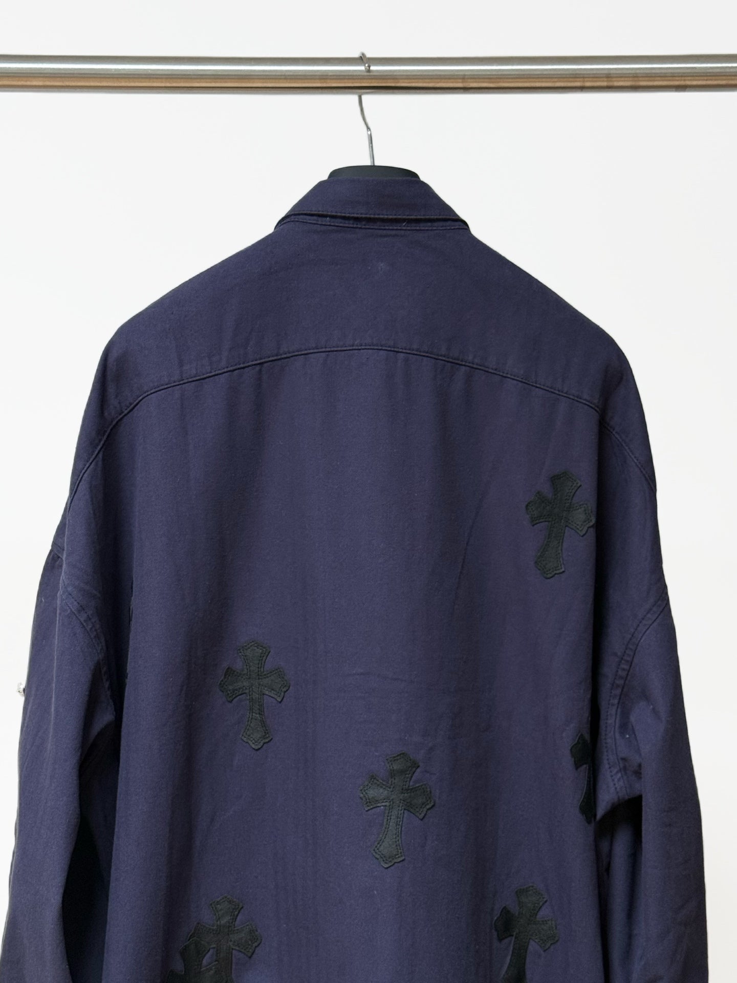 Black Cross Navy Button-Up Shirt™