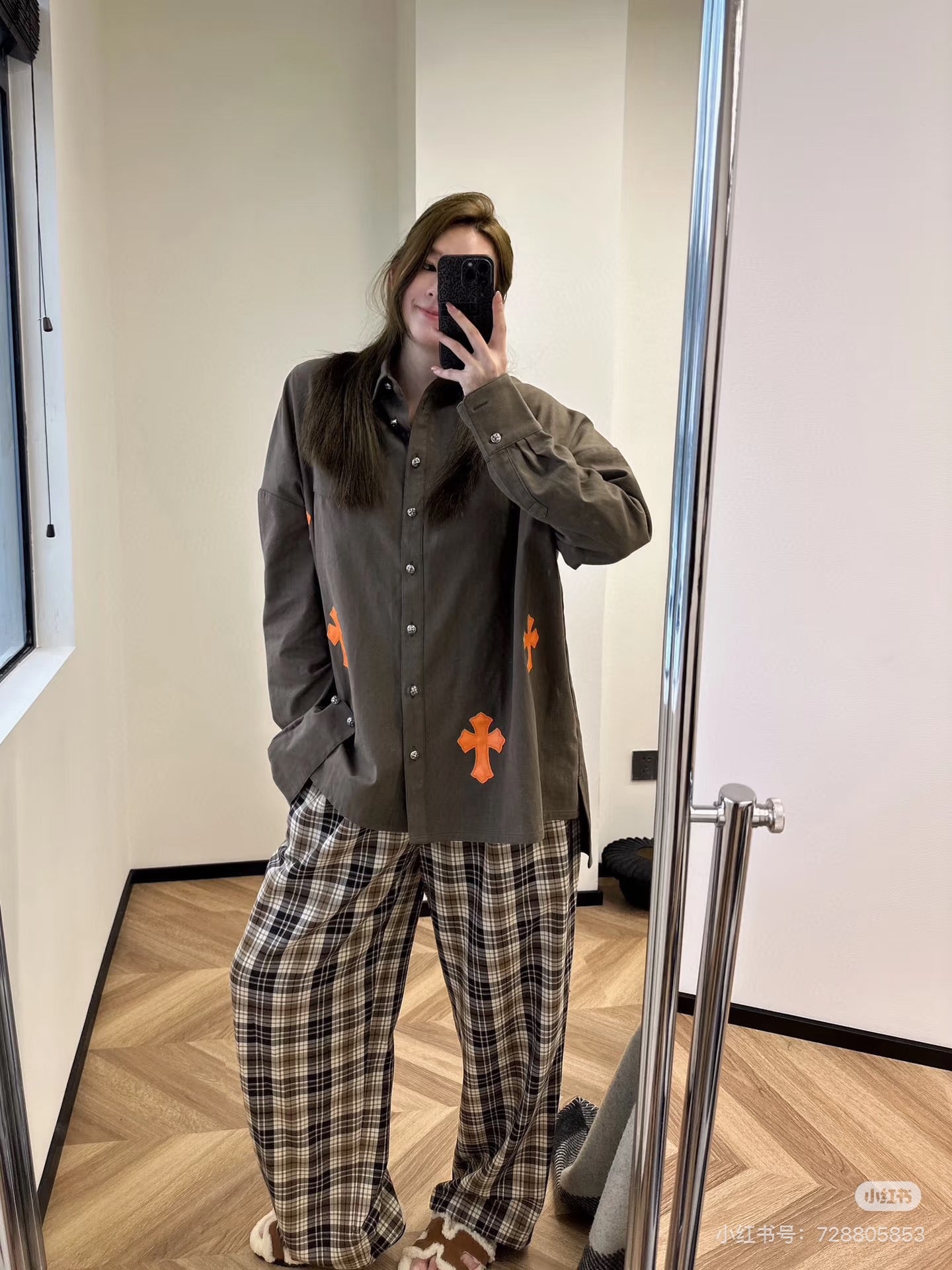 Orange Cross Brown Button-Up Shirt™