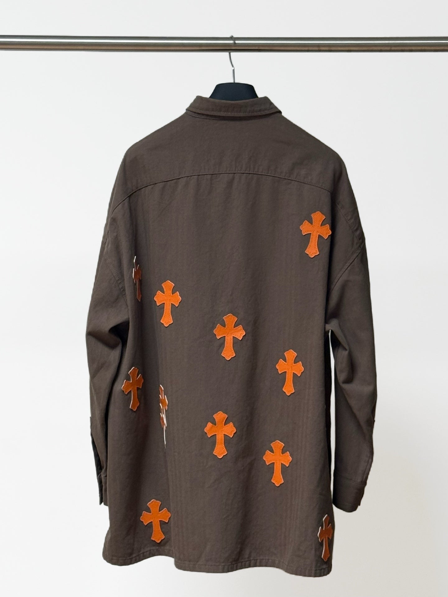 Orange Cross Brown Button-Up Shirt™