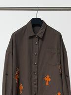 Orange Cross Brown Button-Up Shirt™