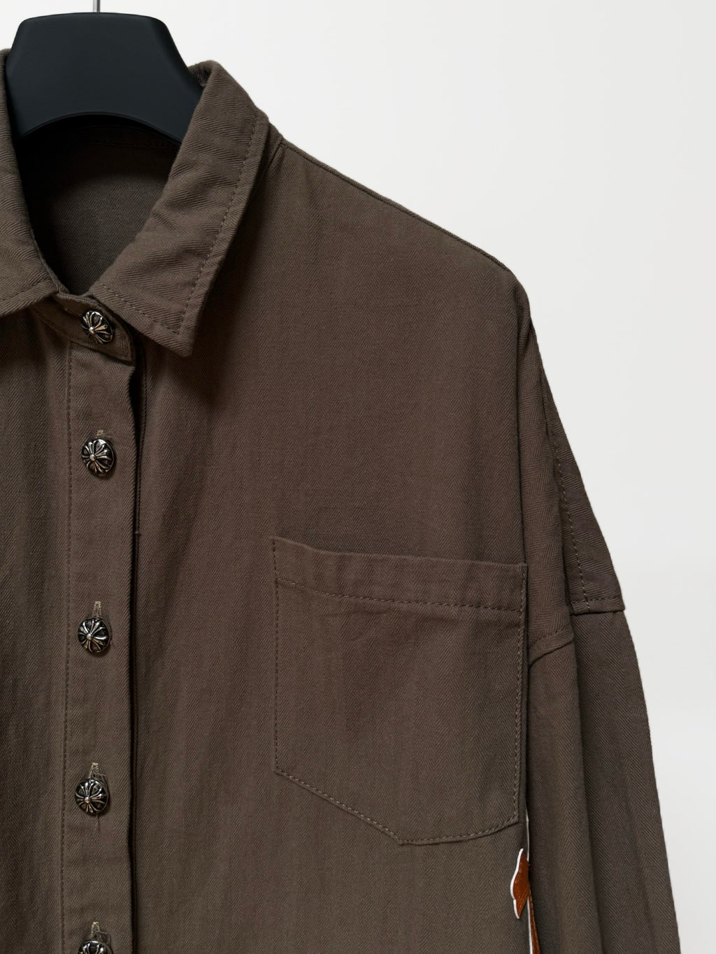 Orange Cross Brown Button-Up Shirt™