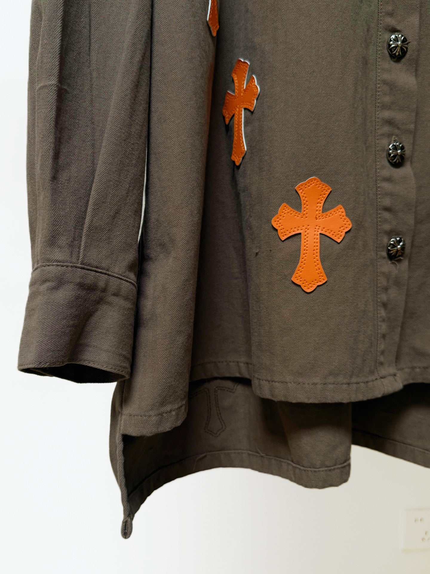 Orange Cross Brown Button-Up Shirt™