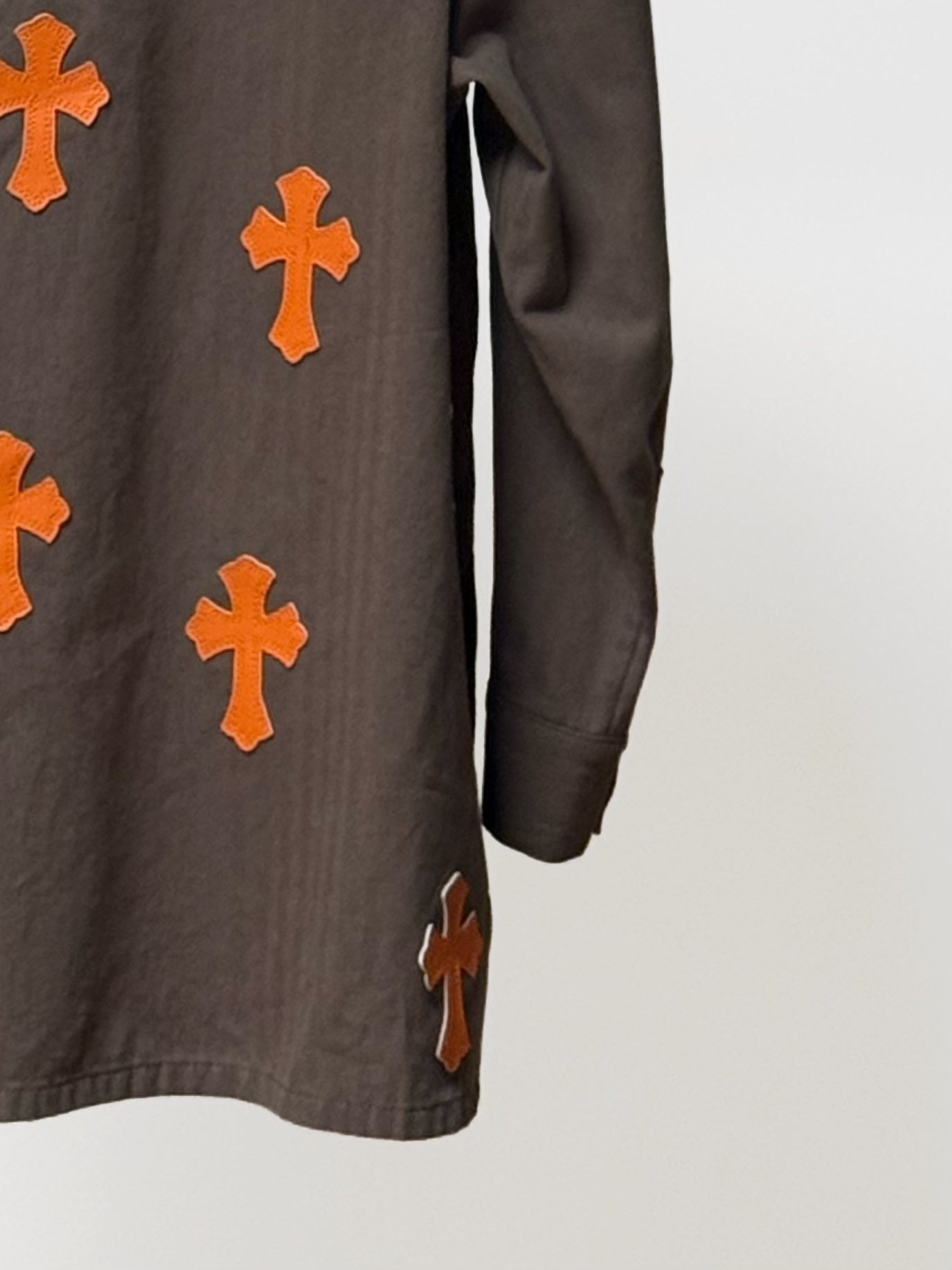 Orange Cross Brown Button-Up Shirt™