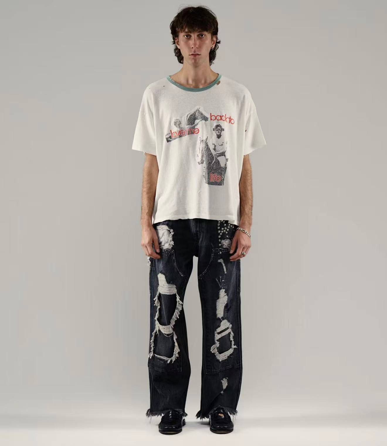 Paly Hllywd Back to Life Ringer Washed White T-Shirt™