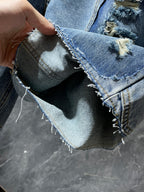 White Cross Patch Ripped Denim Shorts™