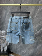 White Cross Patch Ripped Denim Shorts™