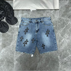 Black Cross Patch Denim Shorts™