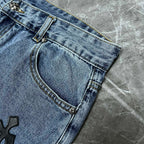 Black Cross Patch Denim Shorts™
