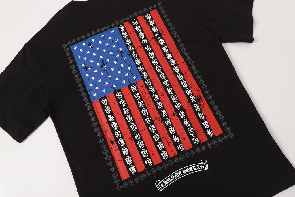 Vertical USA Flag Black T-Shirt™