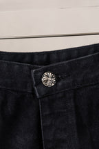 Yellow Blue White Cross Patch Black Jean Shorts™
