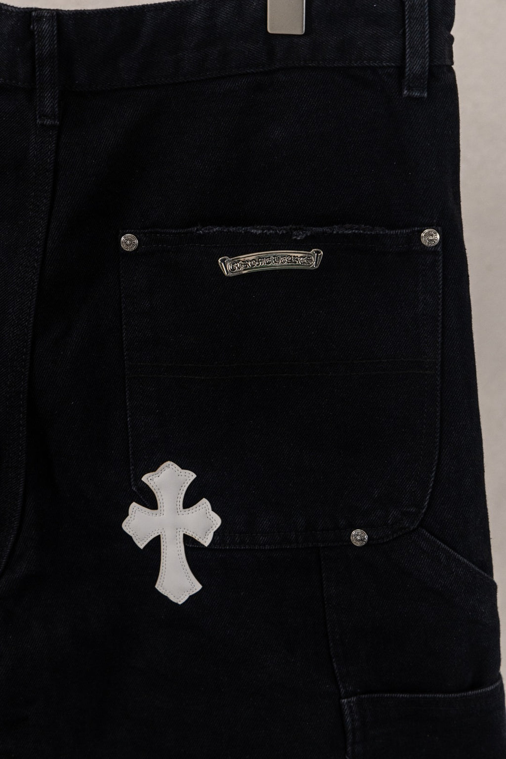Yellow Blue White Cross Patch Black Jean Shorts™