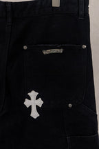 Yellow Blue White Cross Patch Black Jean Shorts™