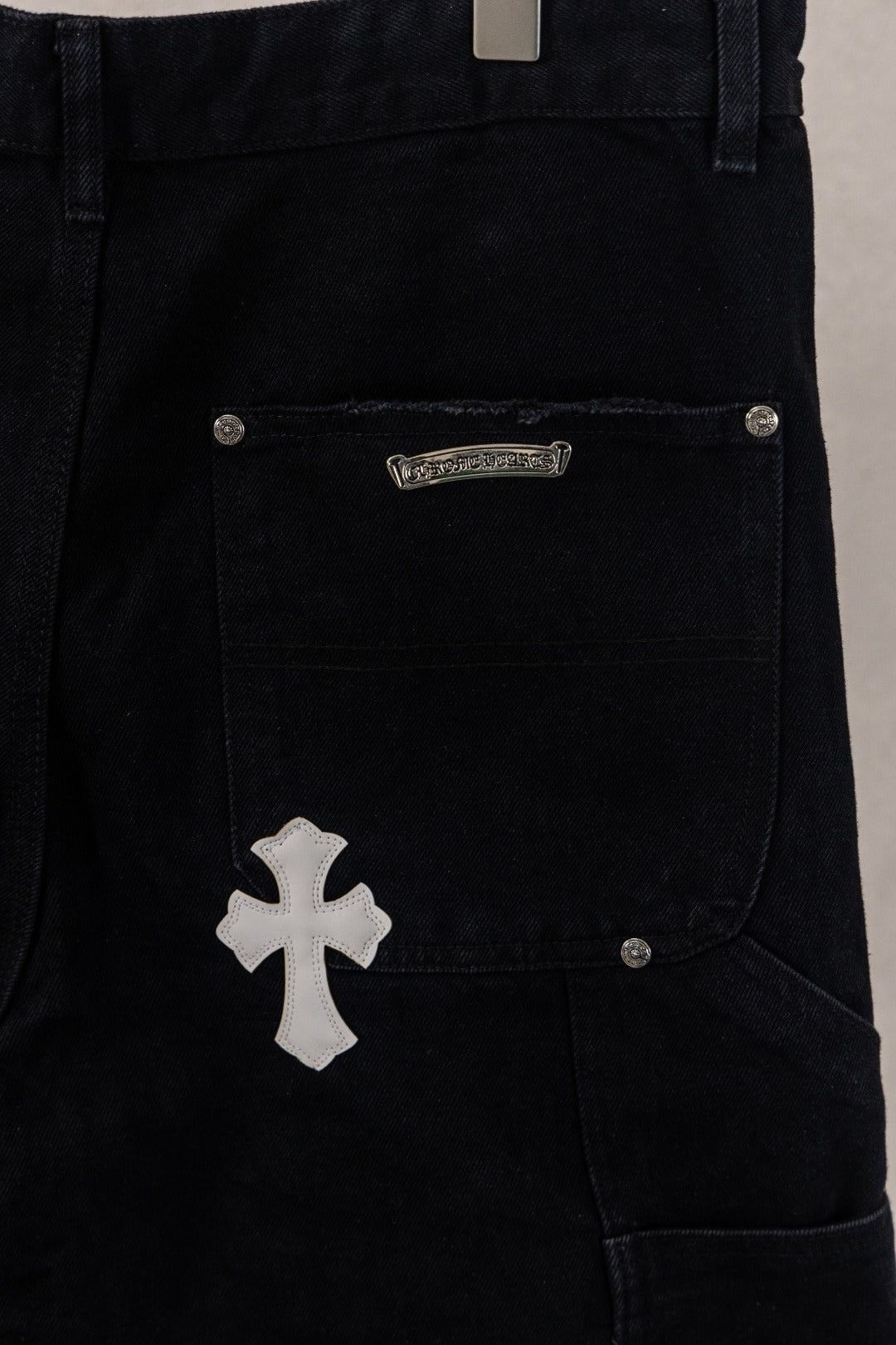 Yellow Blue White Cross Patch Black Jean Shorts™