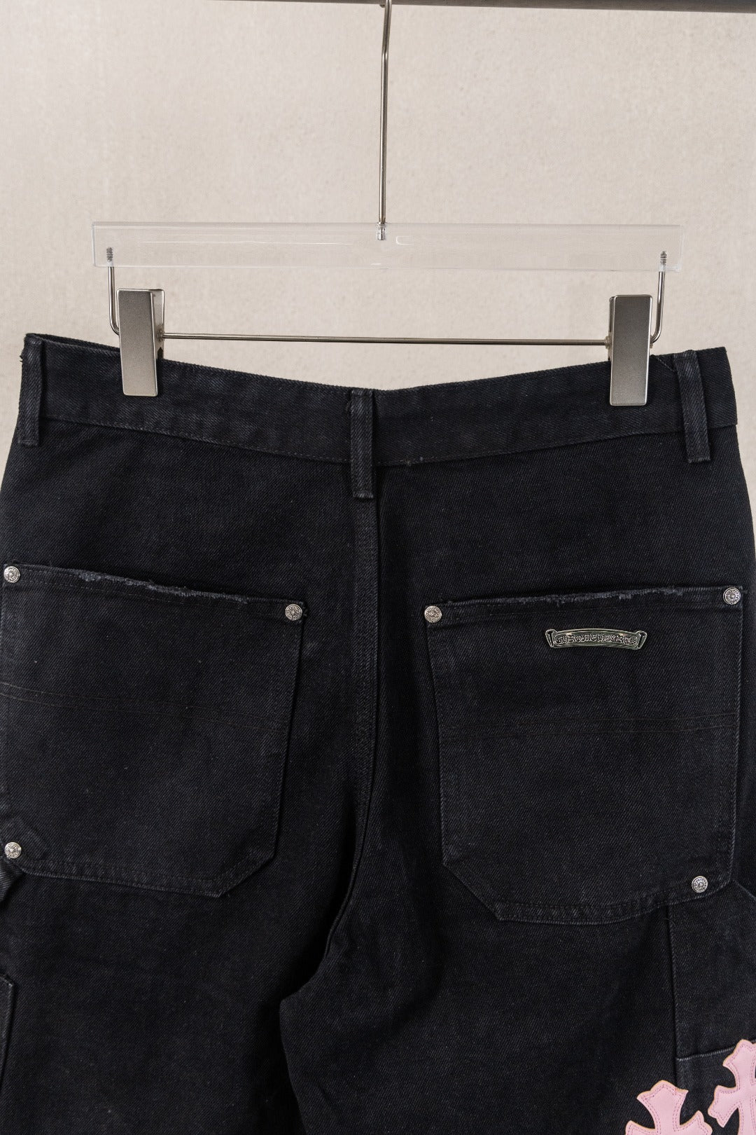 Yellow Blue Pink Cross Patch Black Jean Shorts™