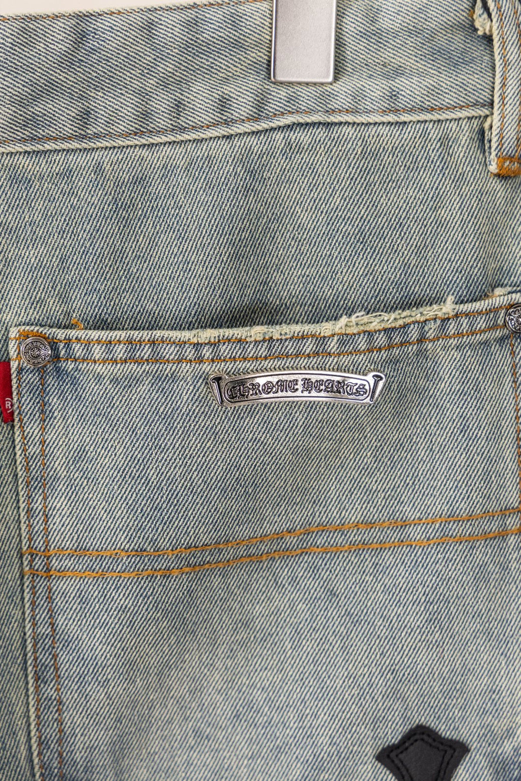 Black Cross Patch Light Denim Shorts™