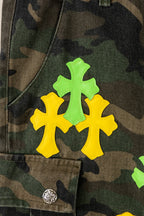 Yellow & Green Cross Patch Camo Shorts™