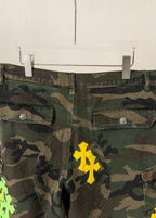 Yellow & Green Cross Patch Camo Shorts™