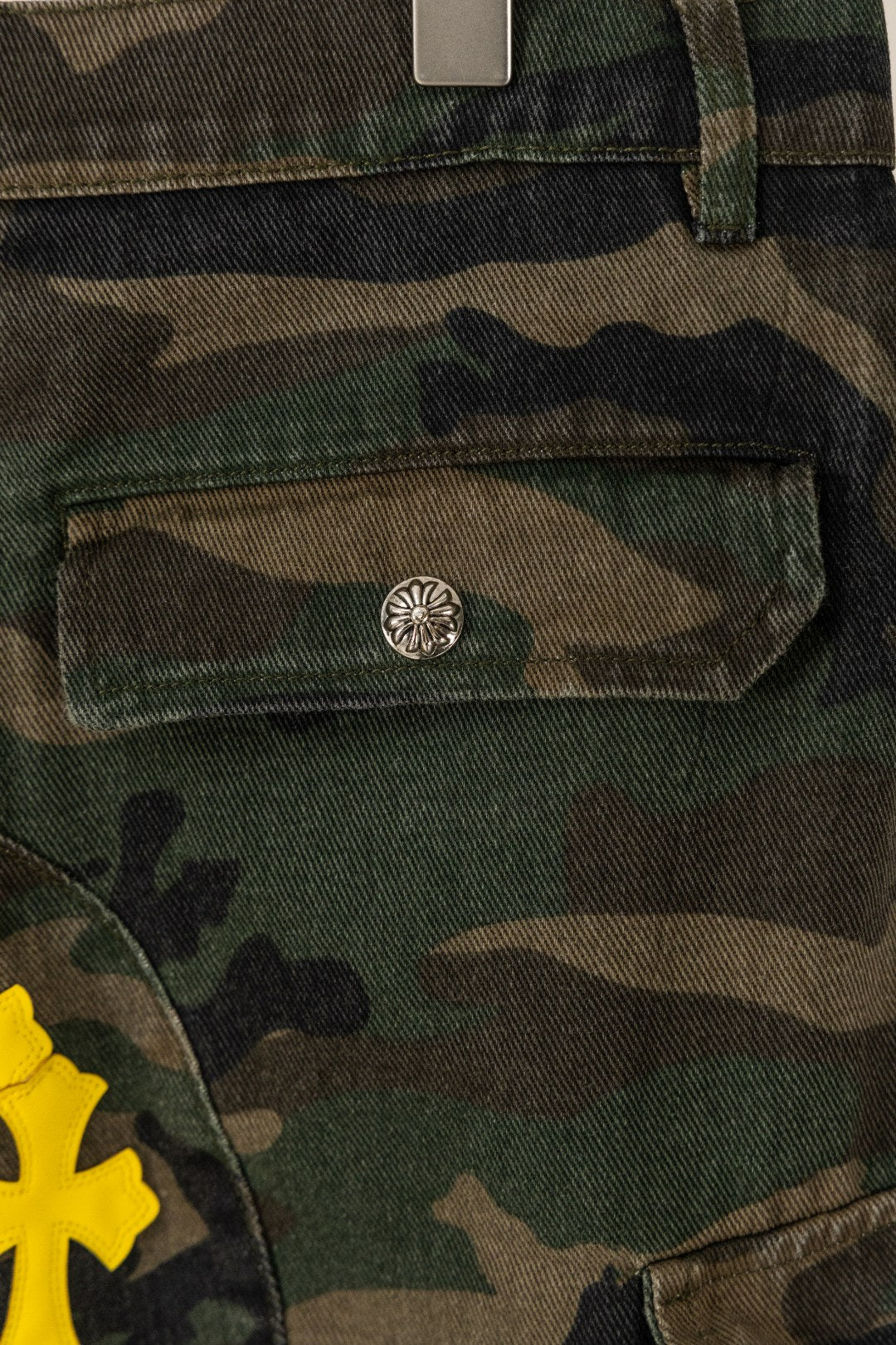Yellow & Green Cross Patch Camo Shorts™