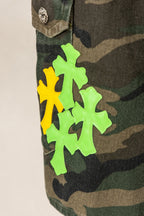 Yellow & Green Cross Patch Camo Shorts™