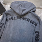 Typography Logo Grey Full Zip Hoodie™