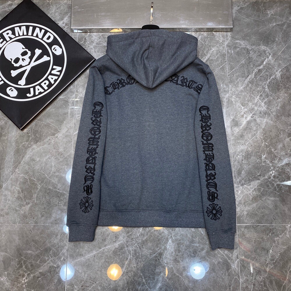 Typography Logo Grey Full Zip Hoodie™