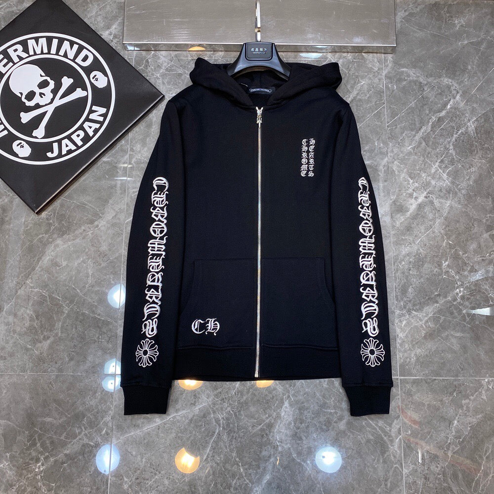 Typography Logo Black Full Zip Hoodie™