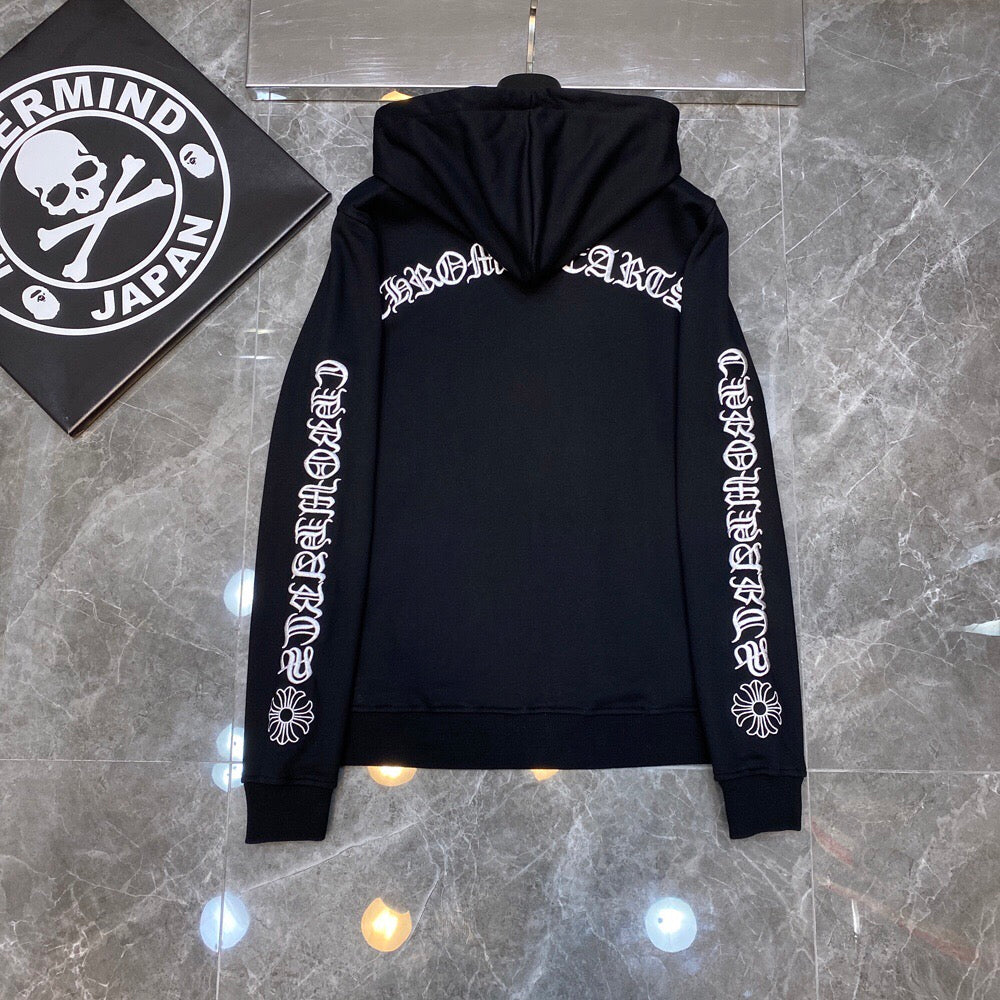Typography Logo Black Full Zip Hoodie™