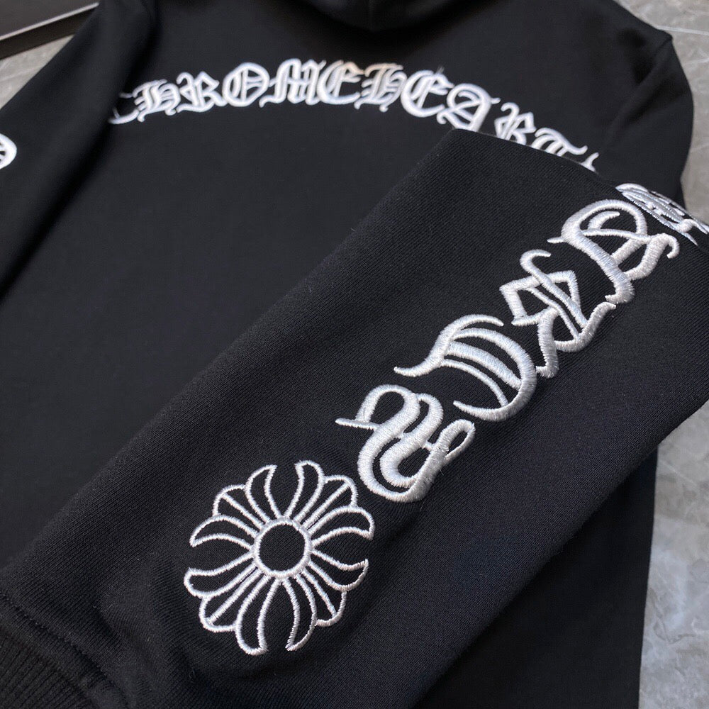 Typography Logo Black Full Zip Hoodie™