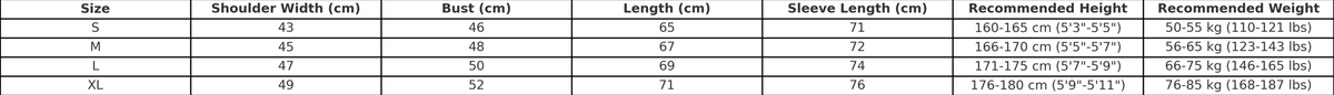 Size chart
