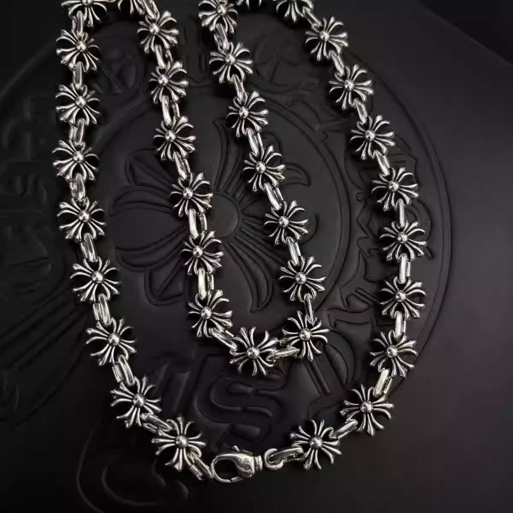 S925 Silver Flower Cross Link Necklace™