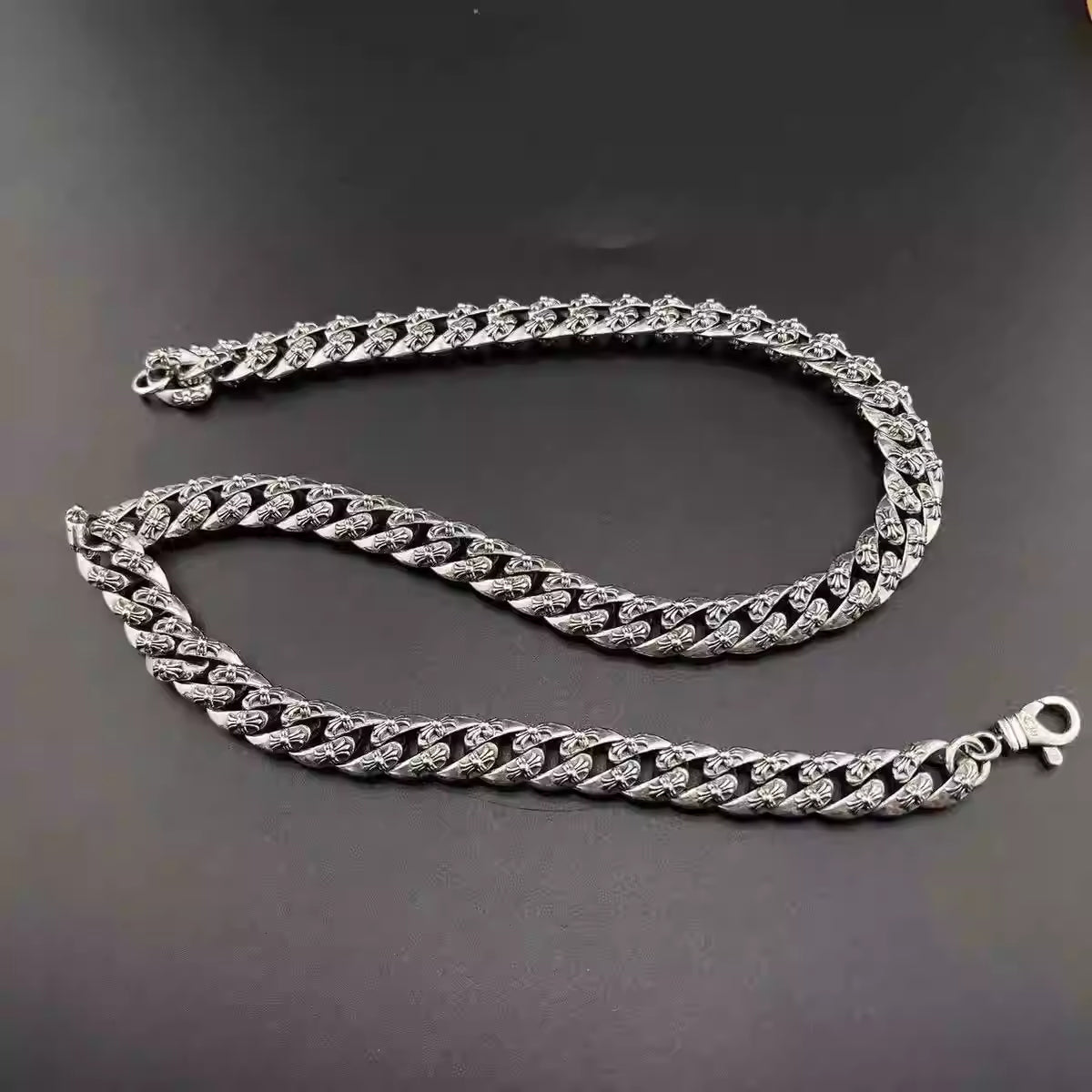 S925 Silver Patterned Flower Cross Link Necklace™