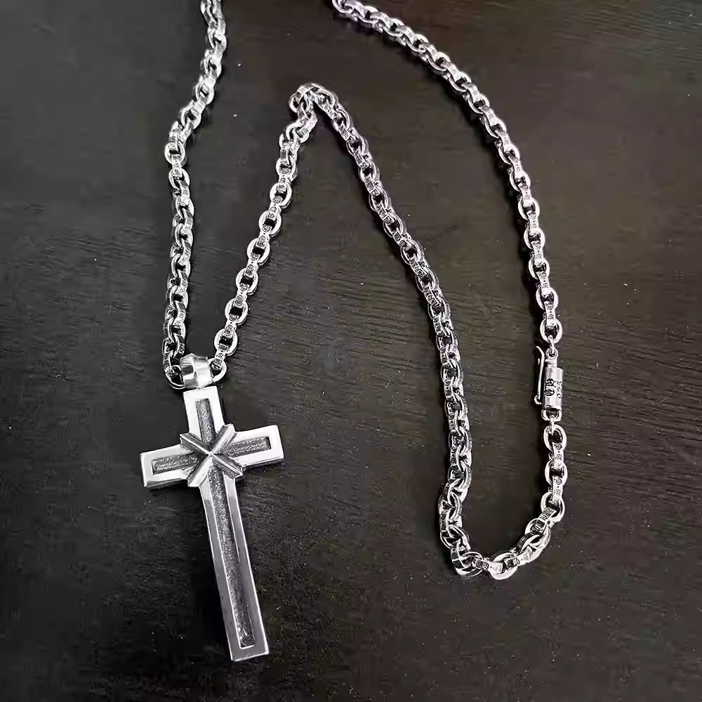 S925 Silver Inlay Cross Pendant Necklace™