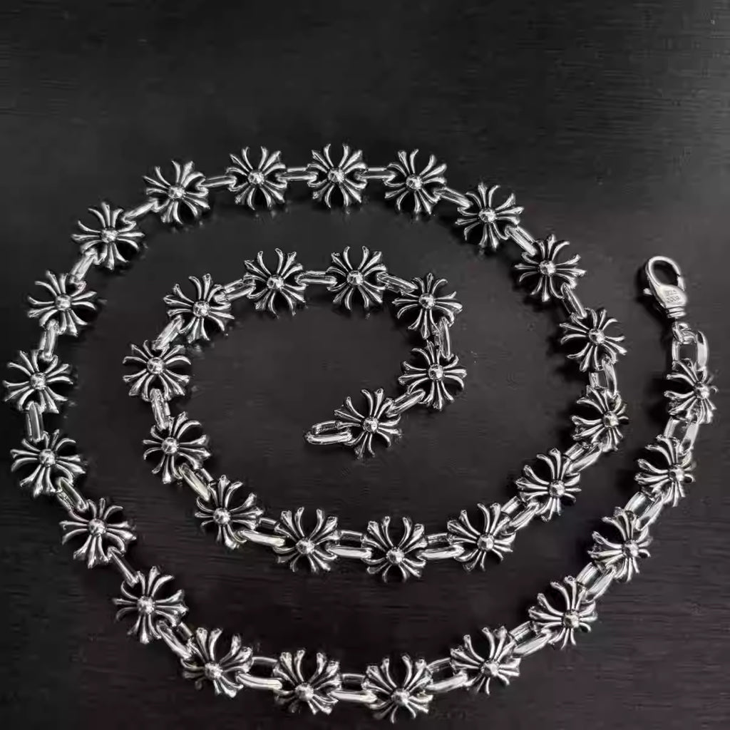 S925 Silver Flower Cross Link Necklace™